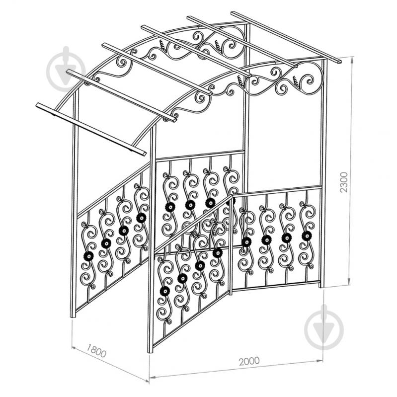 Навіс кований з огорожею Артдеко КН-47 2300х2300х2160 мм (комплект елементів) - фото 2