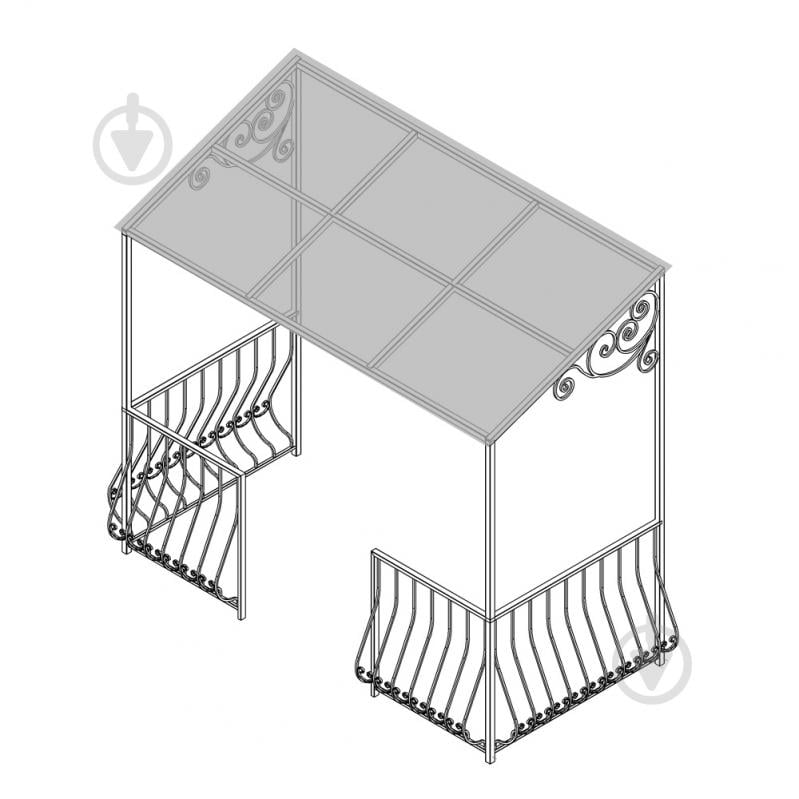 Навес кованый с ограждением Артдеко КН-48 3000х2800х1400 мм - фото 1