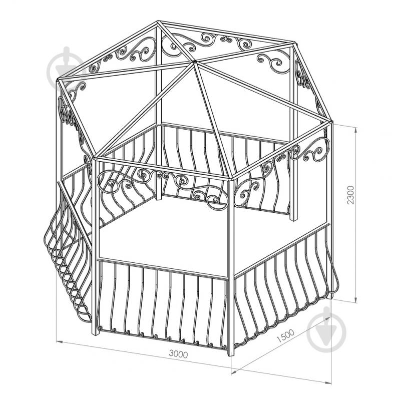 Навес кованый Артдеко КН-50 2800х3000х2560 мм - фото 2