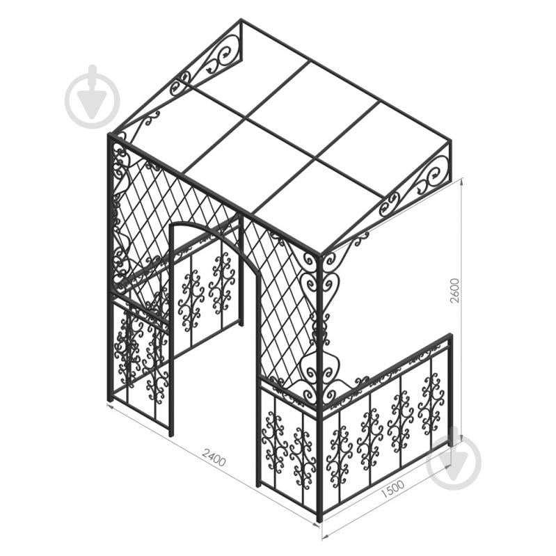 Навіс кований з огорожею Артдеко КН-51 2400х3050х1500 мм (комплект елементів) - фото 2
