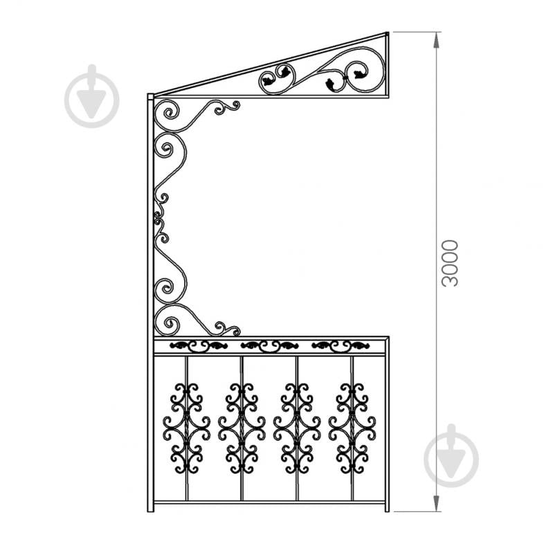 Навес кованый с ограждением Артдеко КН-51 2400х3050х1500 мм - фото 3