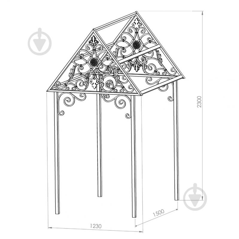Навес кованый Артдеко МК-20 1230х2300х1500 мм - фото 1
