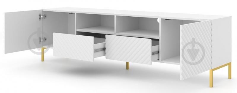 Тумба під ТВ BIM Furniture Surf 2д2ш 2000x560x420 мм золотий/білий матовий (SURF_TV_STAND_200_2D2S_WHITE_M) - фото 2 Тумба під ТВ BIM Furniture Surf 2д2ш 2000x560x420 мм золотий/білий матовий (SURF_TV_STAND_200_2D2S_WHITE_M) - фото 2