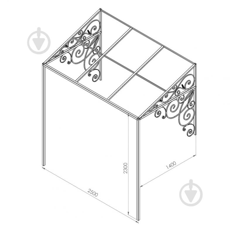Навес кованый Артдеко КН-54 2500х2800х1530 мм - фото 2