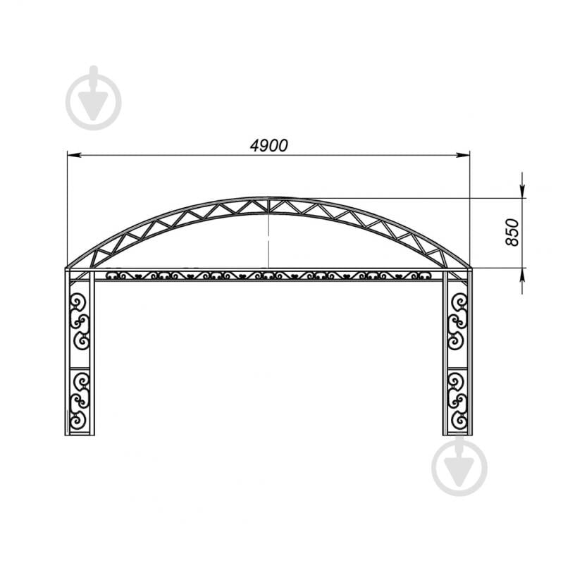 Навес кованый Артдеко КН-17 4900х2850х4060 мм - фото 2