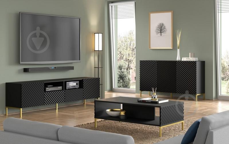 Тумба під ТВ BIM Furniture Surf 2д2ш 2000x560x420 мм чорний матовий/чорний(SURF_TV_STAND_200_2D2S_BLACK_M) - фото 3 Тумба під ТВ BIM Furniture Surf 2д2ш 2000x560x420 мм чорний матовий/чорний(SURF_TV_STAND_200_2D2S_BLACK_M) - фото 3