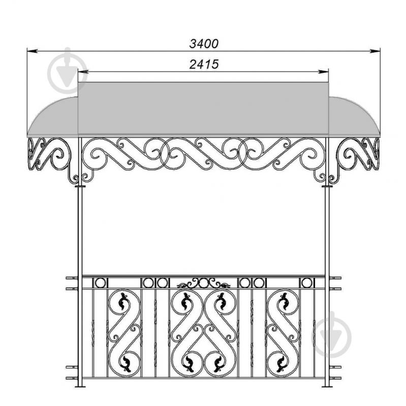 Навес кованый Артдеко КН-26 1925х2925х3400 мм - фото 2