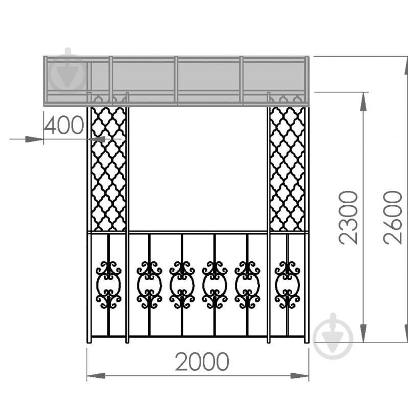 Навіс кований Артдеко КН-44 2845х2600х2400 мм - фото 3