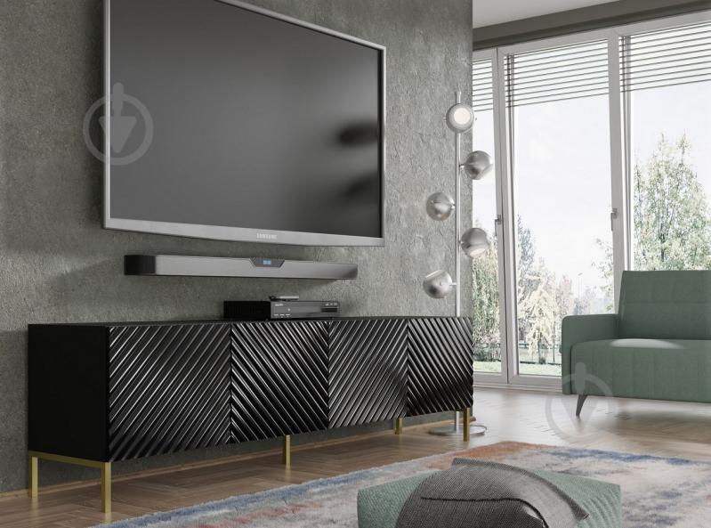 Тумба под ТВ BIM Furniture Surf 4д 2000x560x420 мм черный/золотой(SURF_TV_STAND_200_4D_BLACK_GLO) - фото 5 Тумба под ТВ BIM Furniture Surf 4д 2000x560x420 мм черный/золотой(SURF_TV_STAND_200_4D_BLACK_GLO) - фото 5