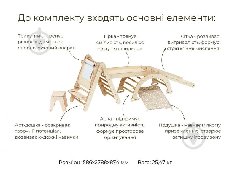 Ігровий комплекс Goodevas 6в1 трикутник Піклера/арка/гірка/сітка/подушка та арт-сет E532 - фото 10 Ігровий комплекс Goodevas 6в1 трикутник Піклера/арка/гірка/сітка/подушка та арт-сет E532 - фото 10