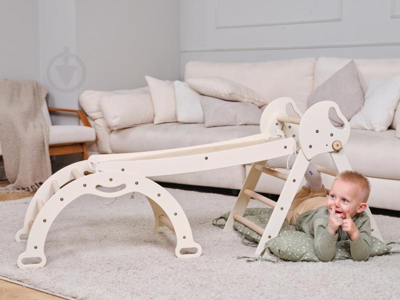 Игровой комплекс Goodevas Монтессори 4в1 mini треугольник Пиклера/арка/горка/подушка Молочный E556 - фото 6 Игровой комплекс Goodevas Монтессори 4в1 mini треугольник Пиклера/арка/горка/подушка Молочный E556 - фото 6