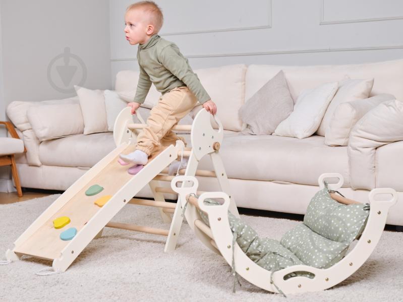 Игровой комплекс Goodevas Монтессори 4в1 mini треугольник Пиклера/арка/горка/подушка Молочный E556 - фото 4 Игровой комплекс Goodevas Монтессори 4в1 mini треугольник Пиклера/арка/горка/подушка Молочный E556 - фото 4