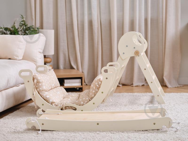 Игровой комплекс Goodevas Монтессори 4в1 mini треугольник Пиклера/арка/горка/подушка Молочный E556 - фото 3 Игровой комплекс Goodevas Монтессори 4в1 mini треугольник Пиклера/арка/горка/подушка Молочный E556 - фото 3