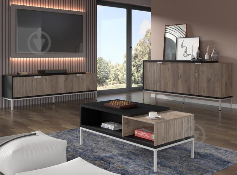 Тумба під ТВ BIM Furniture Toledo 4д 1900x620x420 мм чорний матовий/дуб флагшток (TOLEDO_TV_STAND_200_4D_FLAGSTA) - фото 6 Тумба під ТВ BIM Furniture Toledo 4д 1900x620x420 мм чорний матовий/дуб флагшток (TOLEDO_TV_STAND_200_4D_FLAGSTA) - фото 6