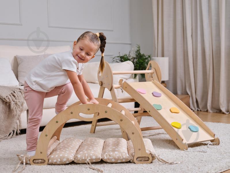 Ігровий комплекс Goodevas Монтессорі 4в1 mini трикутник Піклера/арка/гірка/подушка Бежевий E549 - фото 2 Ігровий комплекс Goodevas Монтессорі 4в1 mini трикутник Піклера/арка/гірка/подушка Бежевий E549 - фото 2