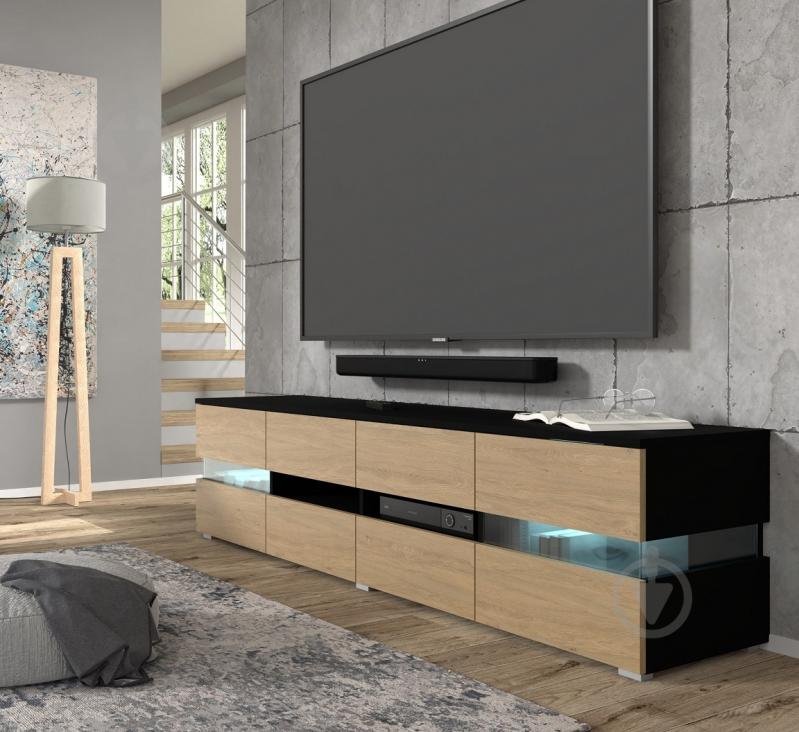 Тумба под ТВ BIM Furniture Viper 8д 1860x450x390 мм черный матовый/дуб каменный (VIPER_TV_STAND_186_2D4K_BLACK_) - фото 5 Тумба под ТВ BIM Furniture Viper 8д 1860x450x390 мм черный матовый/дуб каменный (VIPER_TV_STAND_186_2D4K_BLACK_) - фото 5