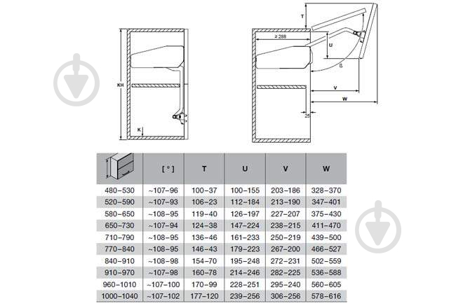 Подъемный механизм Hafele Free Fold 450-480 мм 8.3-16.3 кг 372.37.603 механический с доводчиком - фото 2