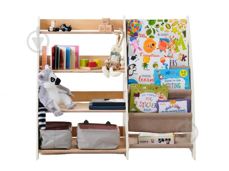 Стелаж Goodevas Монтессорі 2в1 для книг та іграшок E624 молочний - фото 18 Стелаж Goodevas Монтессорі 2в1 для книг та іграшок E624 молочний - фото 18