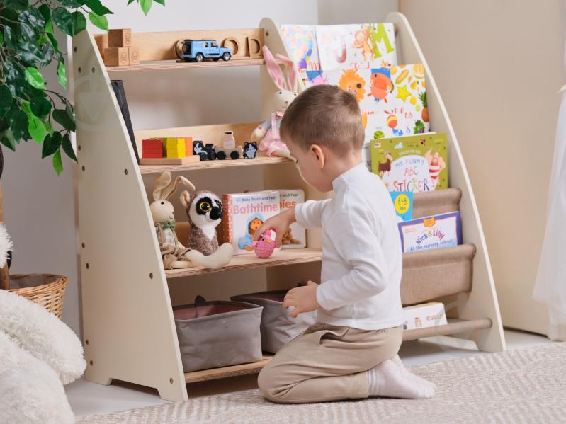 Стелаж Goodevas Монтессорі 2в1 для книг та іграшок E624 молочний - фото 22 Стелаж Goodevas Монтессорі 2в1 для книг та іграшок E624 молочний - фото 22