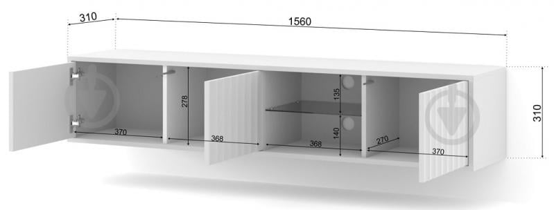 Тумба под ТВ BIM Furniture Vina 3д 1560x310x310 мм белый матовый(VINA_TV_STAND_156_WHITE_MAT) - фото 3 Тумба под ТВ BIM Furniture Vina 3д 1560x310x310 мм белый матовый(VINA_TV_STAND_156_WHITE_MAT) - фото 3
