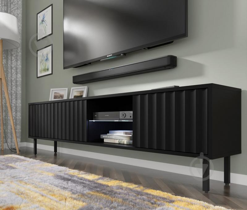 Тумба под ТВ BIM Furniture Vina 3д 1560x310x310 мм черный матовый(VINA_TV_STAND_156_BLACK_MAT) - фото 5 Тумба под ТВ BIM Furniture Vina 3д 1560x310x310 мм черный матовый(VINA_TV_STAND_156_BLACK_MAT) - фото 5