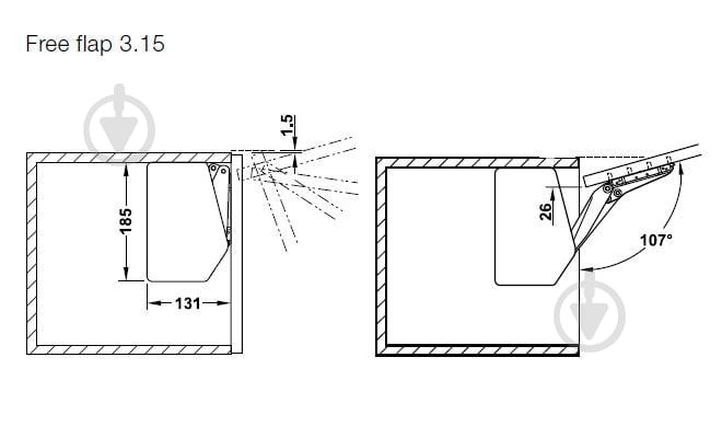 Підйомний механізм Hafele Free flap 3.15 модель G 372.91.413 механічний з доводчиком - фото 3