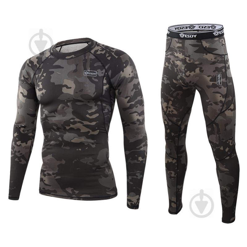 Термобелье ESDY быстросохнущее. Camo Black JA-09-5-1 р.M черный - фото 1