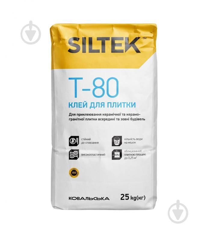 Клей для плитки Siltek T-80 для плитки универсальный 25 кг - фото 1