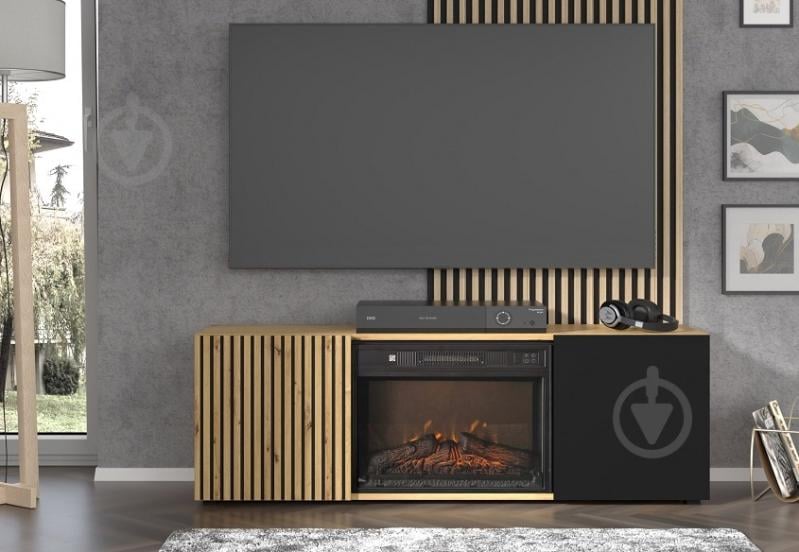 Тумба під ТВ BIM Furniture Auris 1488x502x420 мм чорний матовий/дуб артізан(AURIS_RTV_150_FIREPLACE_DA_CM) - фото 3 Тумба під ТВ BIM Furniture Auris 1488x502x420 мм чорний матовий/дуб артізан(AURIS_RTV_150_FIREPLACE_DA_CM) - фото 3