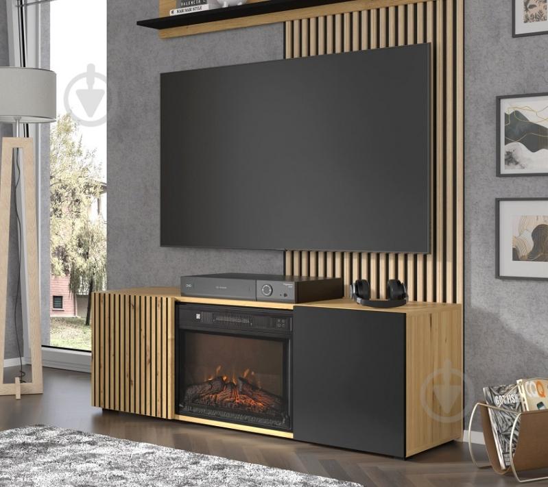 Тумба під ТВ BIM Furniture Auris 1488x502x420 мм чорний матовий/дуб артізан(AURIS_RTV_150_FIREPLACE_DA_CM) - фото 6 Тумба під ТВ BIM Furniture Auris 1488x502x420 мм чорний матовий/дуб артізан(AURIS_RTV_150_FIREPLACE_DA_CM) - фото 6