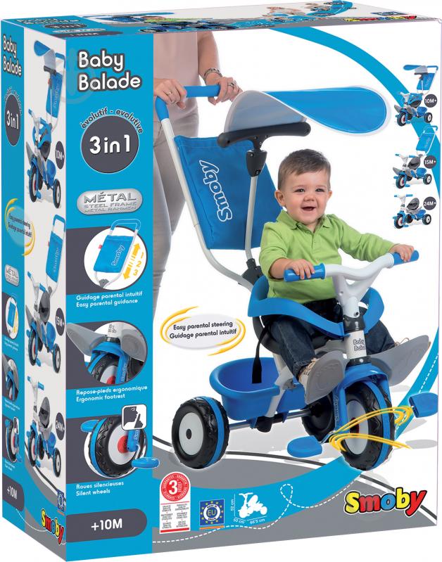 Велосипед дитячий Smoby Baby Balade блакитний 444208 - фото 4