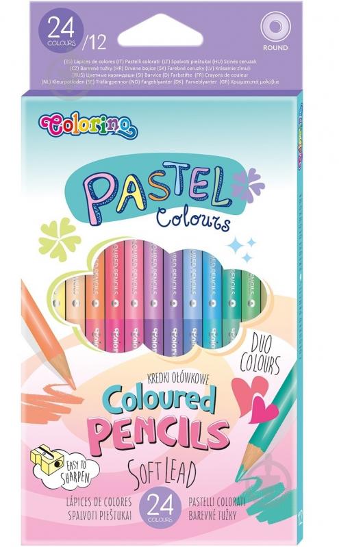 Карандаши цветные двусторонние 12 шт. х 24 цв. Pastel 87737PTR Colorino - фото 1 Карандаши цветные двусторонние 12 шт. х 24 цв. Pastel 87737PTR Colorino - фото 1