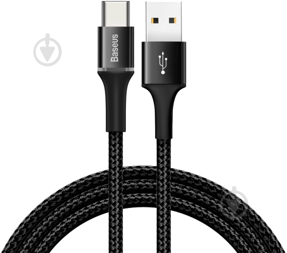 Кабель BASEUS USB Type-A – USB Type-C 1 м black (ATGH-B01) Halo 3A - фото 1