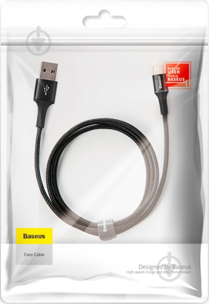 Кабель BASEUS USB Type-A – USB Type-C 1 м black (ATGH-B01) Halo 3A - фото 3