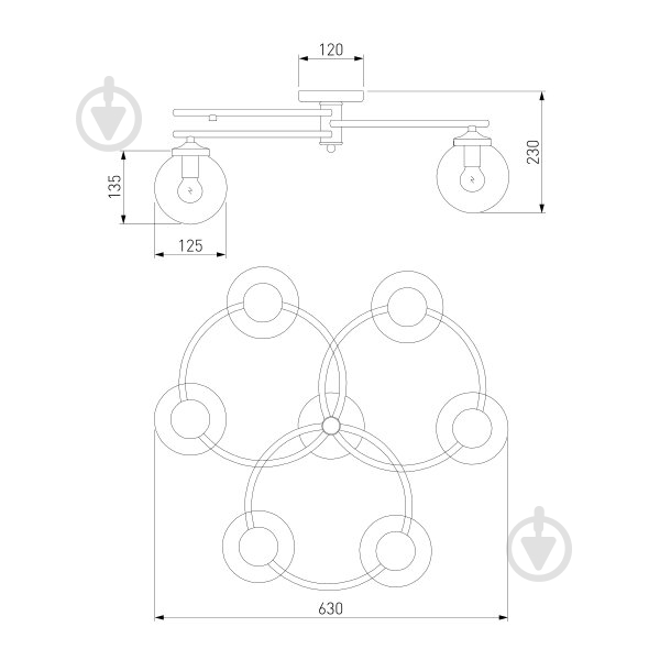 ВИТРИНА! Люстра потолочная Strotskis Link 6x60 Вт E14 черный 70104/6 - фото 8
