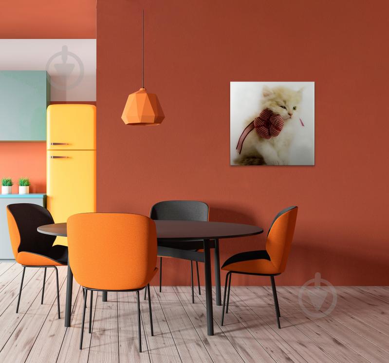 Картина на стекле Кот с бантом 45x45 см 450*450 - фото 2