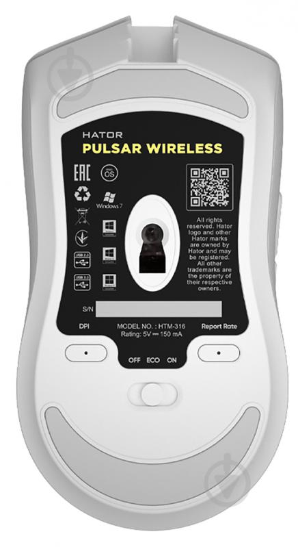 Мишка бездротова Hator Pulsar Wireless white (HTM-316) - фото 6