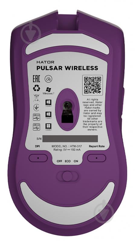 Мышка беспроводная Hator Pulsar Wireless lilac (HTM-317) - фото 6