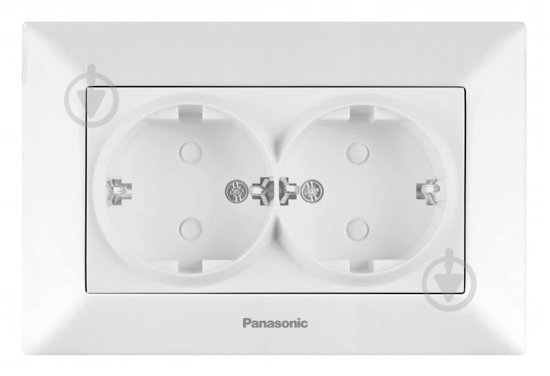 Розетка подвійна із заземленням Panasonic Arkedia Slim зі шторками білий 480200229 - фото 1