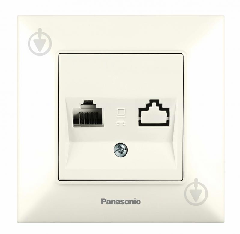 Розетка комп’ютерна Panasonic Arkedia Slim RJ45 CAT5e кремовий 480200230 - фото 1