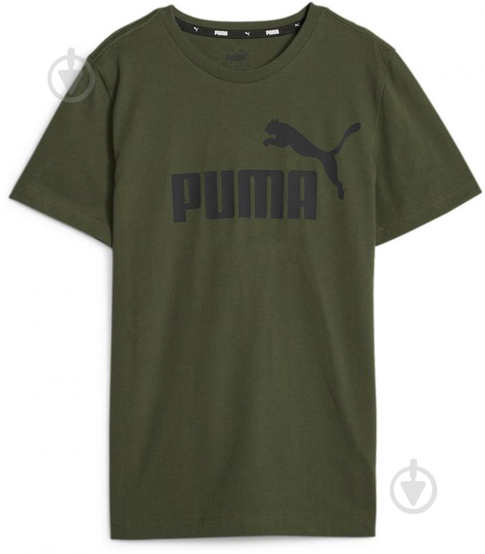 Футболка Puma ESS LOGO TEE B 58696031 р.128 зелений - фото 1