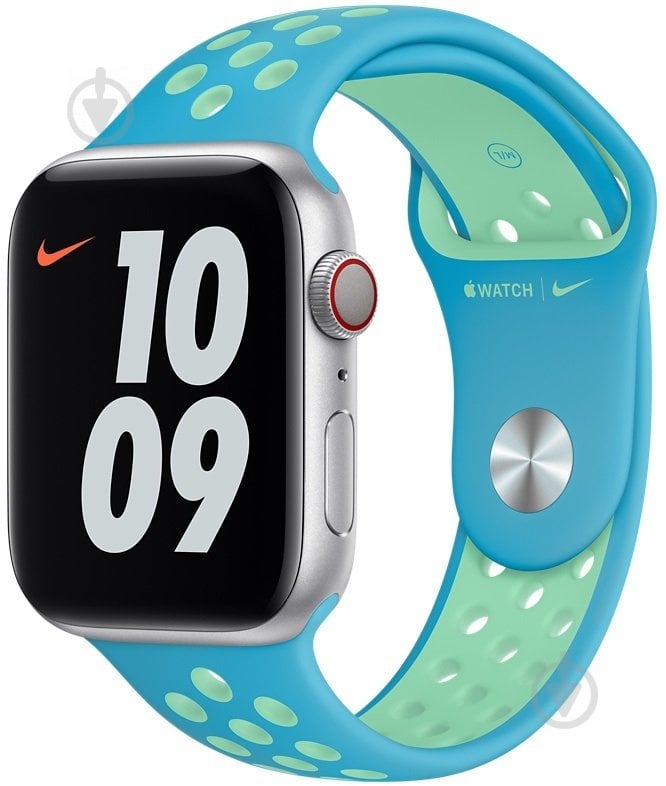 Ремешок Apple Watch 40mm Chlorine Blue/Green Glow Nike Sport Band Regular MJ6H3ZM/A - фото 1