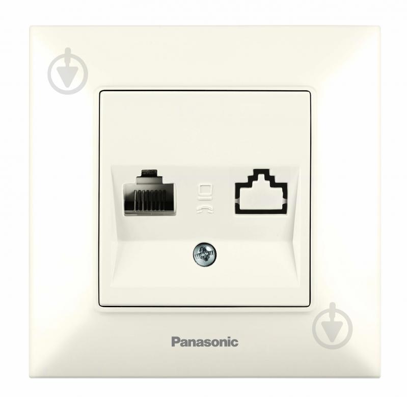 Розетка комп’ютерна Panasonic Arkedia Slim RJ45 CAT6e кремовий 480200242 - фото 1