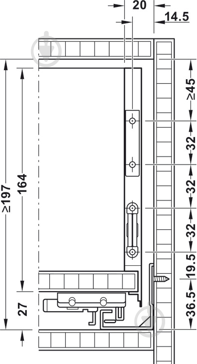 Комплект Hafele 552.23.415 царга Matrix Box Slim A30 серый 16/175/500 мм - фото 2