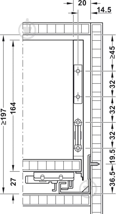 Комплект Hafele 552.23.515 царга Matrix Box Slim A30 антрацит 16/175/500 мм - фото 2