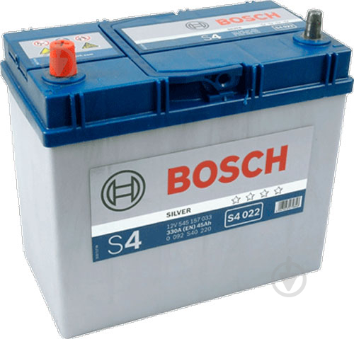 Акумулятор автомобільний Bosch S4 022 45Ah 330A 12V 0 092 S40 220 «+» ліворуч (0 092 S40 220) - фото 1