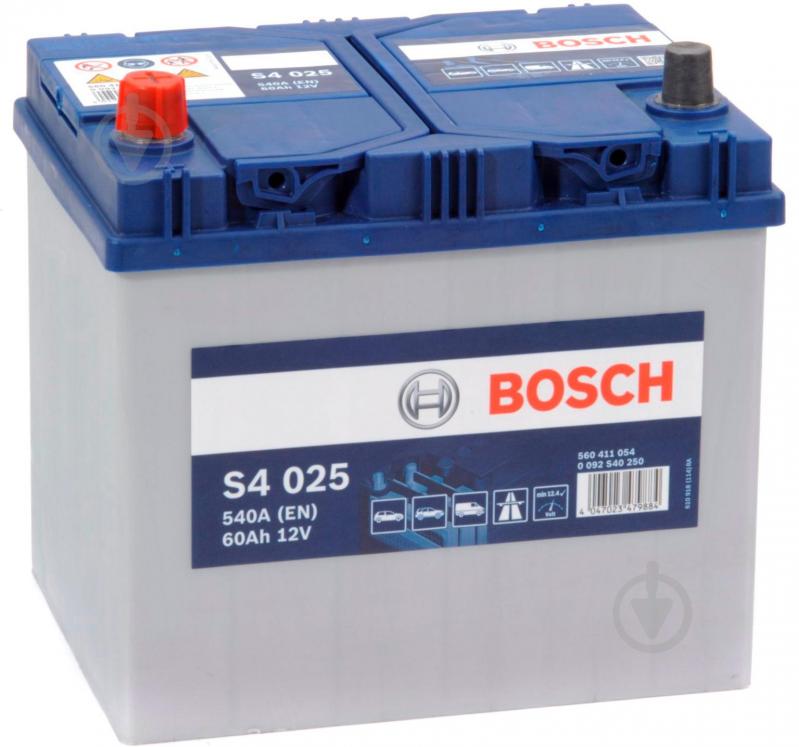 Акумулятор автомобільний Bosch S4 60Ah 540A 12V 0 092 S40 250 «+» ліворуч (0092S40250) - фото 1