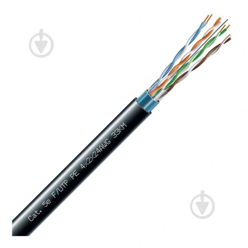 Кабель FTP багатожильний ЗЗКМ Cat 5e AWG чорний 4x2х0,51 мідь - фото 1