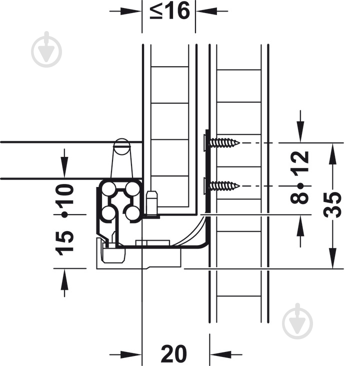 Комплект напрямних Hafele 433.08.235 Matrix Runner UM S25 Soft-Close 350 мм - фото 4