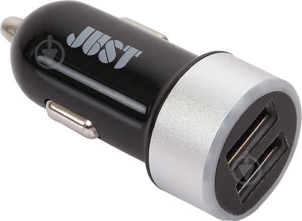 Зарядний пристрій у машину JUST Simple Dual USB Car Charger (2.1A/2USB, 10W) Black (CCHRGR-SMP22-BLCK) - фото 1